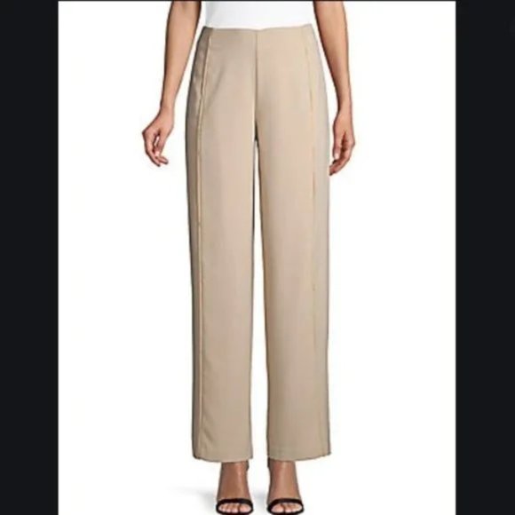 H by Halston Wide Leg Pants in Champagne with Eyelash Fringe Detail Size 6 NEW - Picture 9 of 9